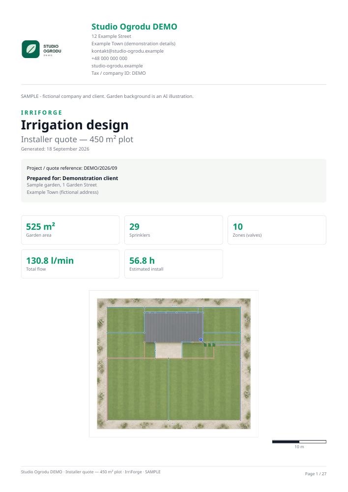 Sample IrriForge report cover